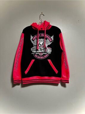 Harley-Davidson Black & Hot Pink Route 66 Pullover Hoodie
